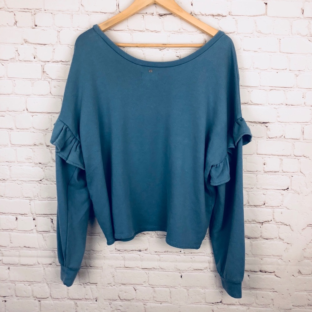 Lucky Brand Ruffle Sleeve Sweatshirt NWT - Picture 3 of 7